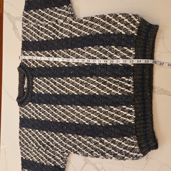 Vintage Wooly-Wooly Mens Wool Crewneck Long Sleeve Striped Sweater Size Large - Picture 10 of 11